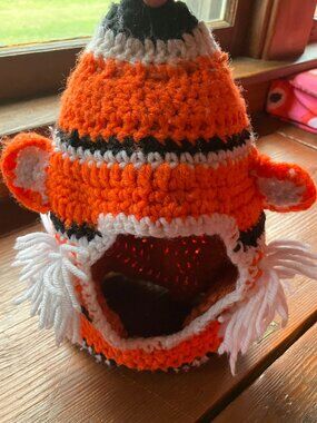 Handmade Toddler Crochet Tiger Hat Clownfish Nemo Style 16"